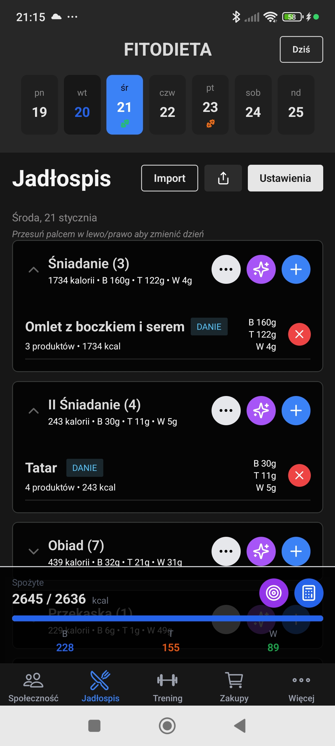 Zarządzanie jadłospisem