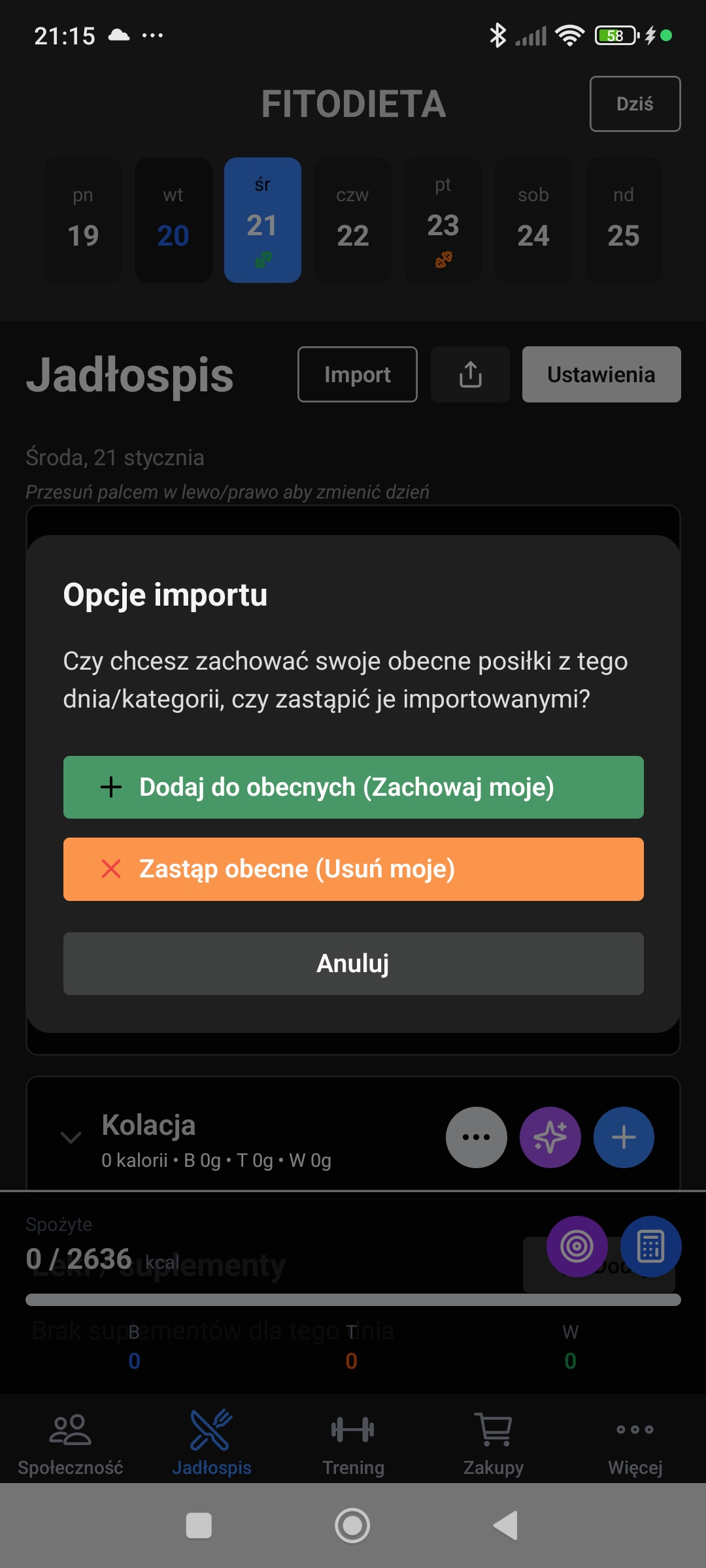 Zarządzanie jadłospisem